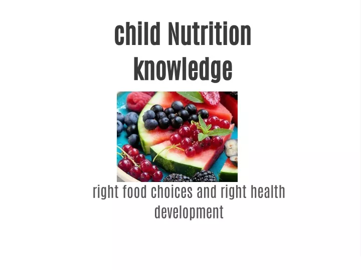 child nutrition knowledge