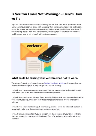 Is Verizon Email Not Working