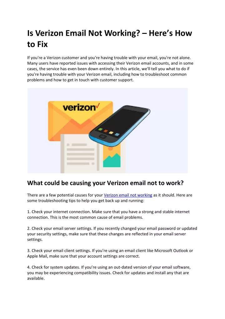 is verizon email not working here s how to fix