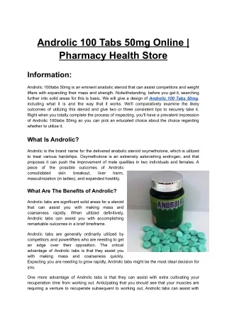Androlic 100 Tabs 50mg Online _ Pharmacy Health Store