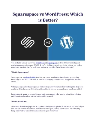 squarespace vs wordpress which is better