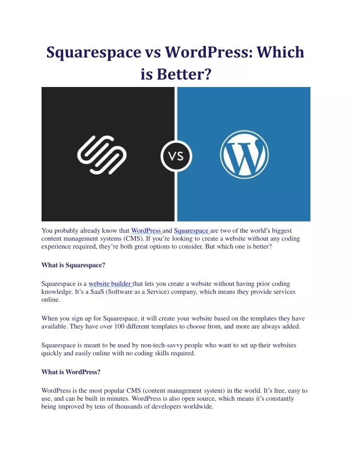 squarespace vs wordpress which is better