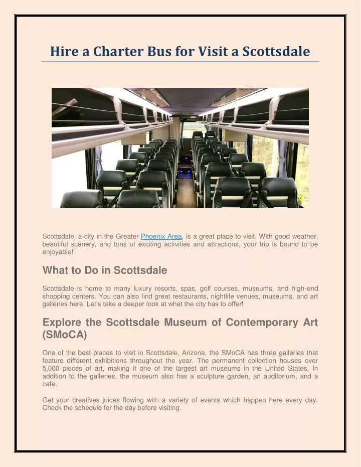 PPT Hire a Charter Bus for Visit a Scottsdale PowerPoint Presentation