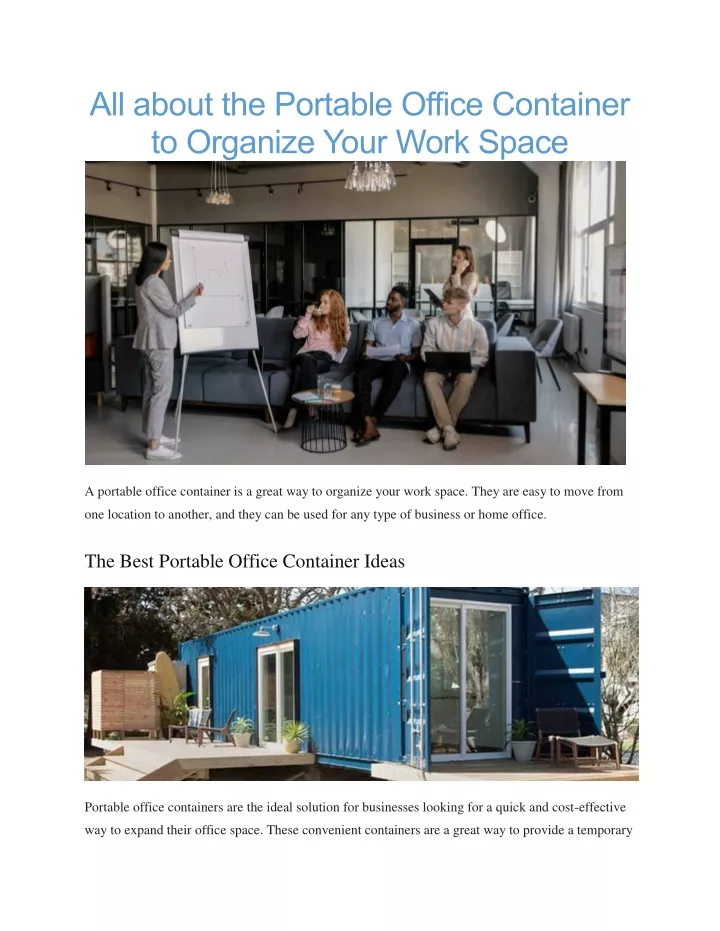 all about the portable office container