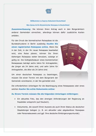 Was Genau Ist Ein Biometrischer Reisepass In Deutschland