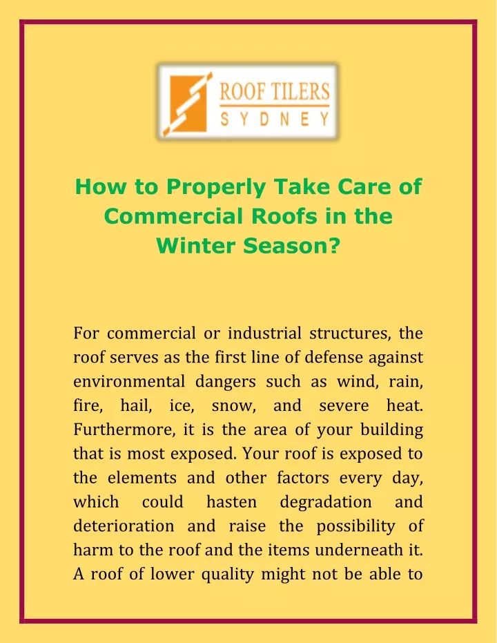 how to properly take care of commercial roofs