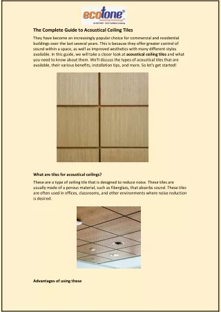 The Complete Guide to Acoustical Ceiling Tiles