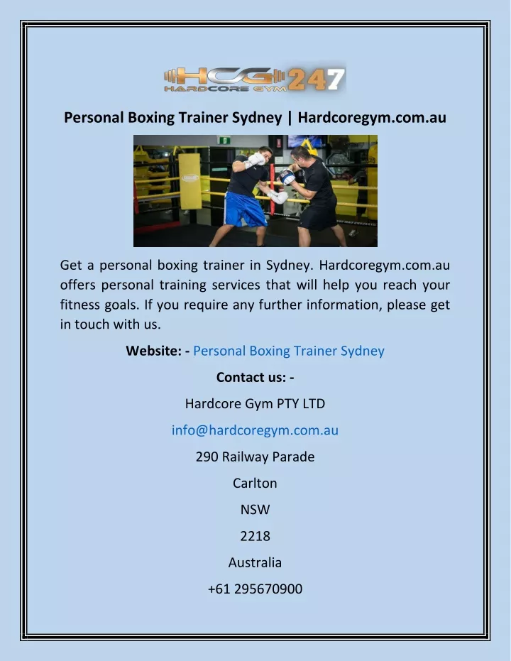 personal boxing trainer sydney hardcoregym com au