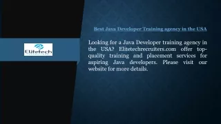 Best Java Developer Training agency in the USA