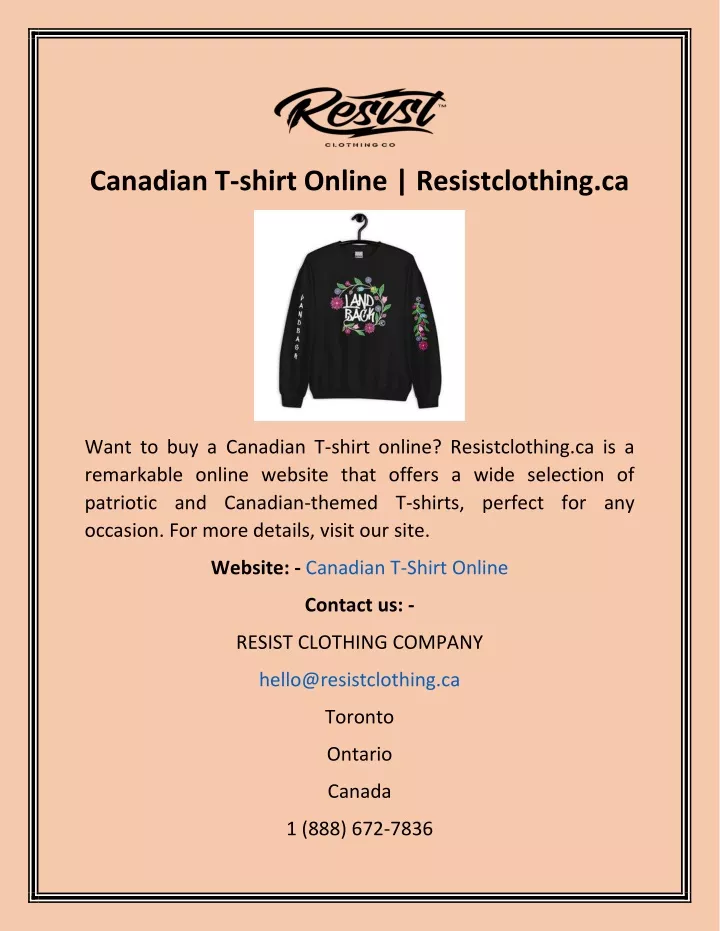 canadian t shirt online resistclothing ca
