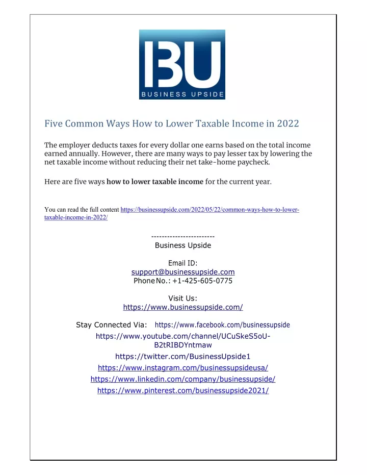 five common ways how to lower taxable income