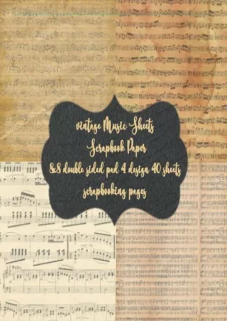 (PDF/DOWNLOAD) vintage Music Sheets Scrapbook Paper 8x8 double sided pad 4 desig