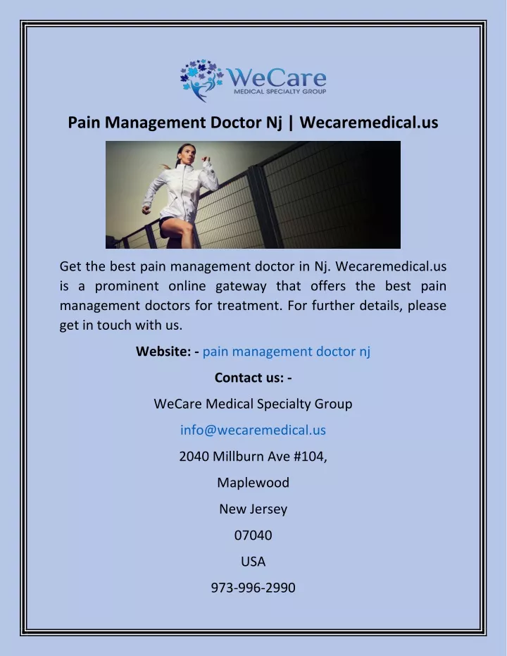 pain management doctor nj wecaremedical us