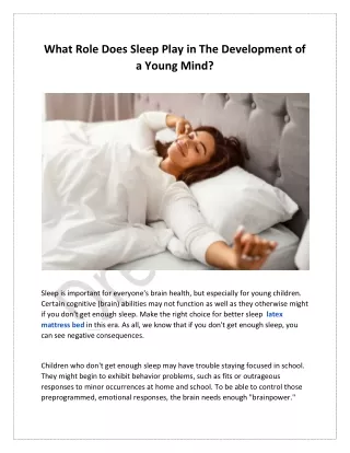 What Role Does Sleep Play in The Development of a Young Mind