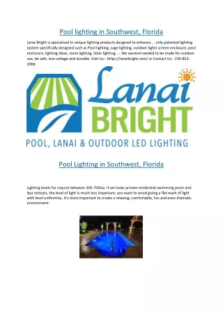 Pool lighting in Southwest, Florida