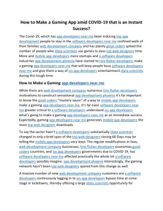 how to make a gaming app amid covid 19 that