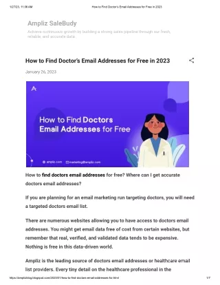 How to Find Doctor’s Email Addresses for Free in 2023