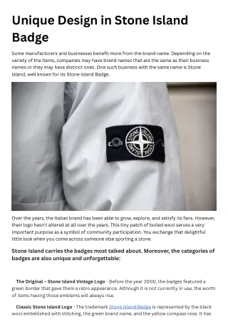 Unique Design in Stone Island Badge