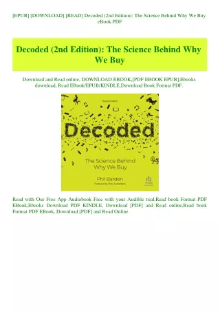 [EPUB] [DOWNLOAD] [READ] Decoded (2nd Edition) The Science Behind Why We Buy eBook PDF