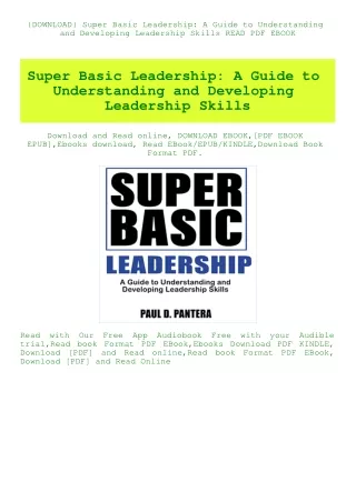 {DOWNLOAD} Super Basic Leadership A Guide to Understanding and Developing Leadership Skills READ PDF