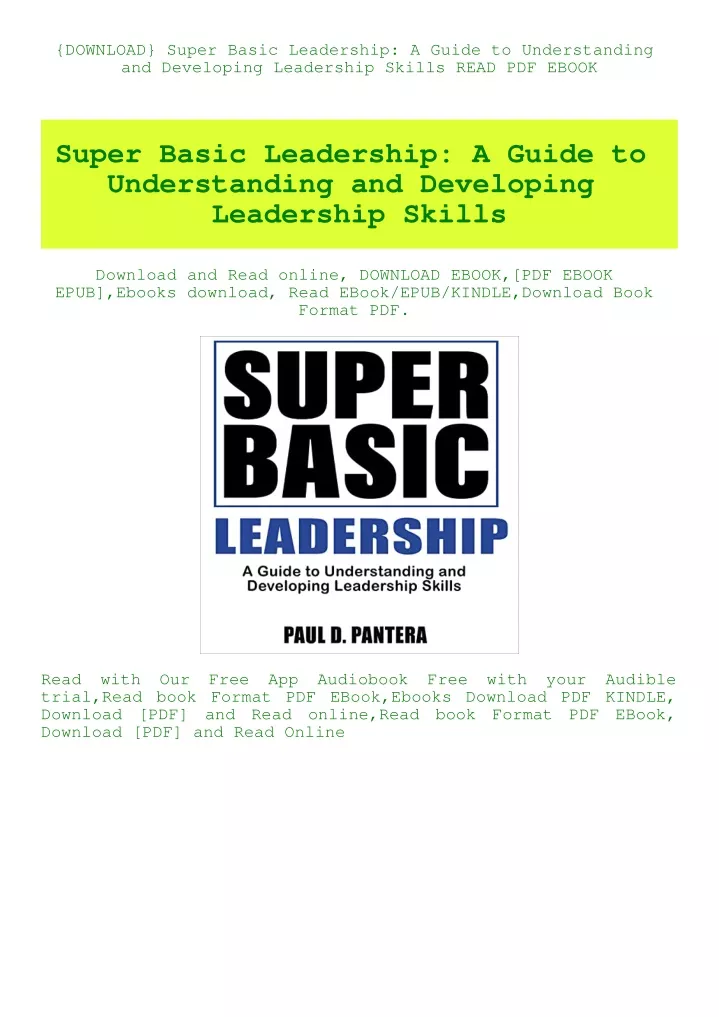 download super basic leadership a guide