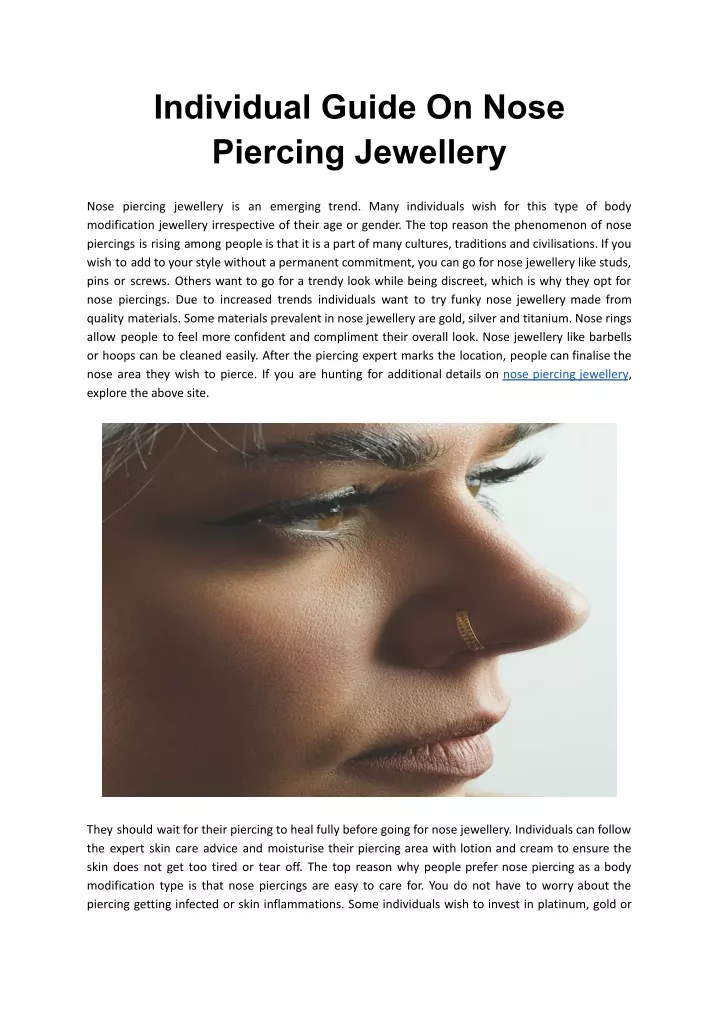 individual guide on nose piercing jewellery