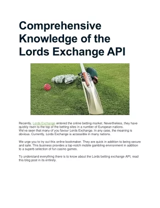 Comprehensive Knowledge of the Lords Exchange API