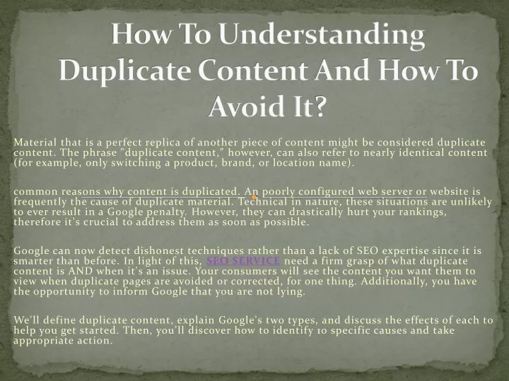 how to understanding duplicate content and how to avoid it