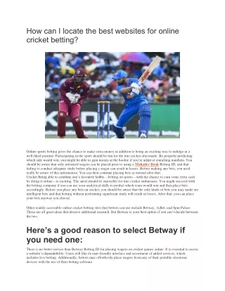 How can I locate the best websites for online cricket betting
