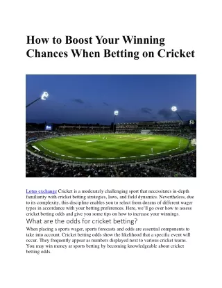 How to Boost Your Winning Chances When Betting on Cricket