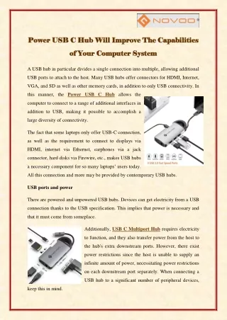 Power USB C Hub Will Improve The Capabilities of Your Computer System