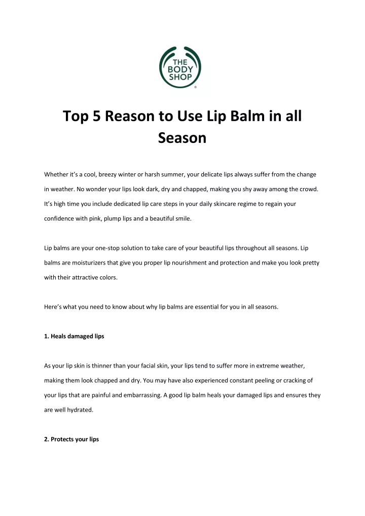 top 5 reason to use lip balm in all season