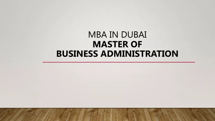 mba in dubai master of business administration