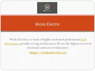 Wicks Electric - Local Electrician Vancouver