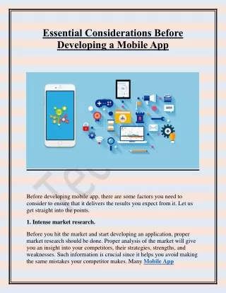 essential considerations before developing