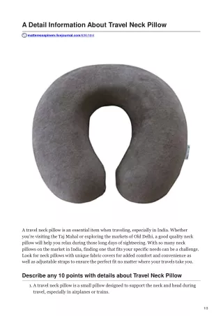 A Detail Information About Travel Neck Pillow
