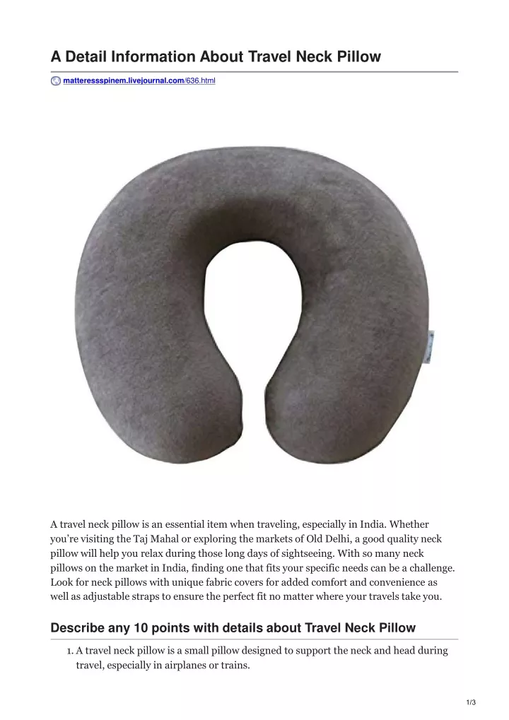 a detail information about travel neck pillow