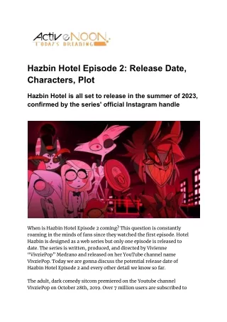 hazbin hotel episode 2 release date characters