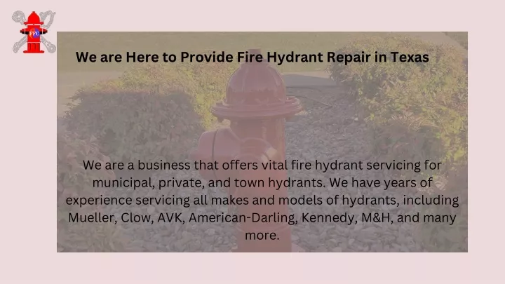 we are here to provide fire hydrant repair