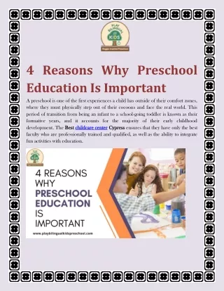 4 Reasons Why Preschool Education Is Important