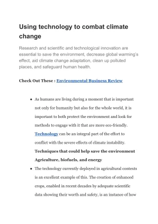using technology to combat climate change