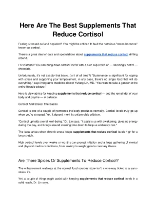 here are the best supplements that reduce cortisol