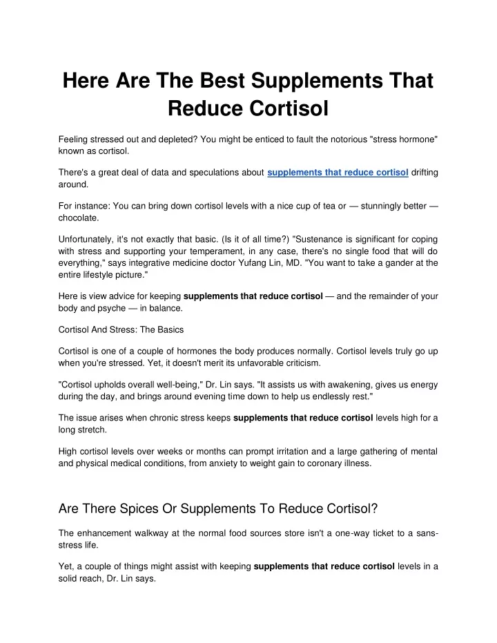 PPT - Here Are The Best Supplements That Reduce Cortisol PowerPoint ...