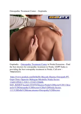 Osteopathic Treatment Center - Goptindia