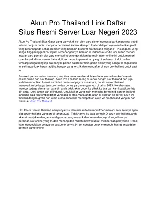 akun pro thailand link daftar situs resmi server