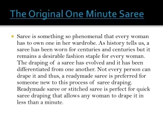 The Original One Minute Saree