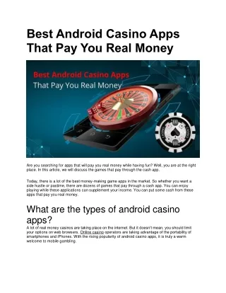 Best Android Casino Apps That Pay You Real Money