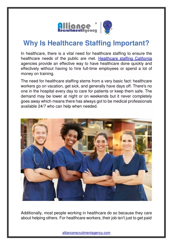 why is healthcare staffing important