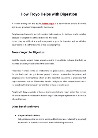 How Froyo Helps with Digestion - Yogurshop December
