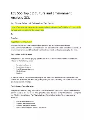 ecs 555 topic 2 culture and environment analysis